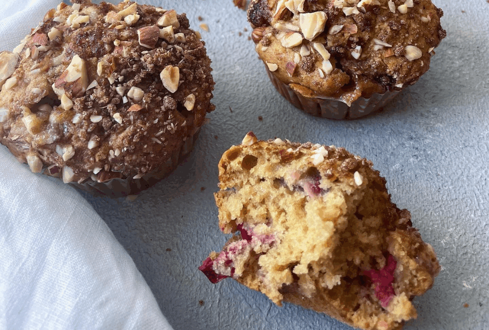 Rhubarb & White Chocolate Muffins